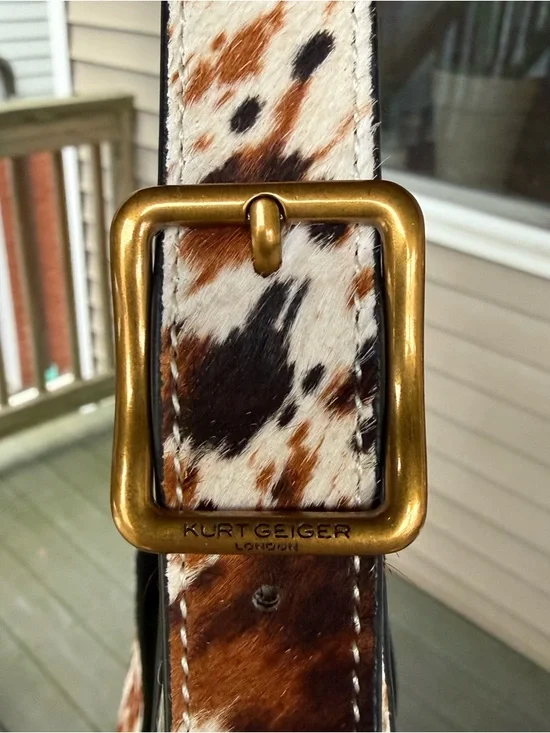 NWT RARE Kurt Geiger Calf Hair Cow Print Green Hobo Leather Bag - Picture 6 of 13